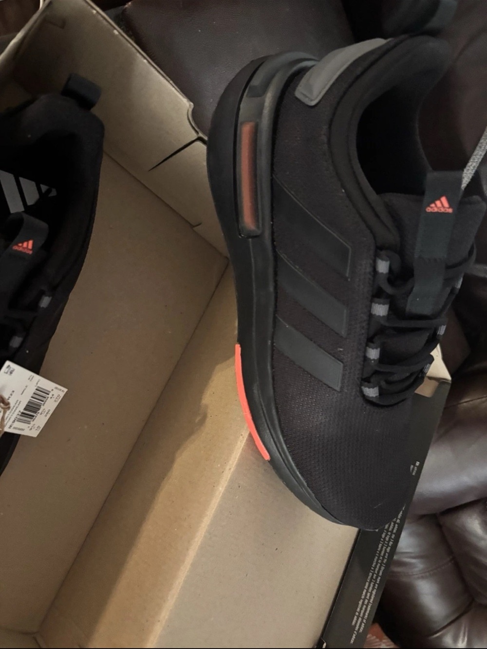 adidas Men's Black Sneakers with Coral Accents